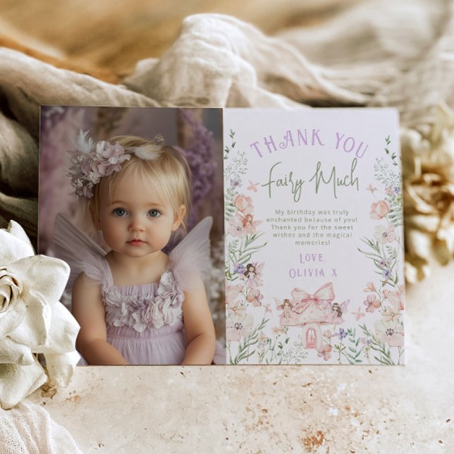 Fairy Enchanted Birthday Photo Thank you card (Creator Uploaded)
