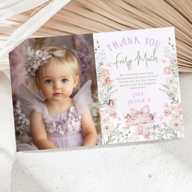 Fairy Enchanted Birthday Photo Thank you card (Creator Uploaded)