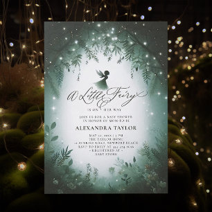 Fairy Enchanted Forest Emerald Baby Girl Shower Invitation