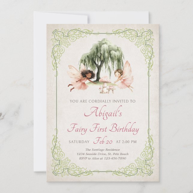 Fairy Enchanted Forest Garden Birthday Invitation (Front)