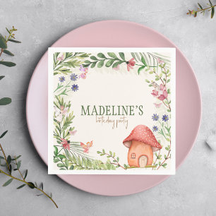 Fairy Enchanted Forest Mushroom Greenery Floral Napkin