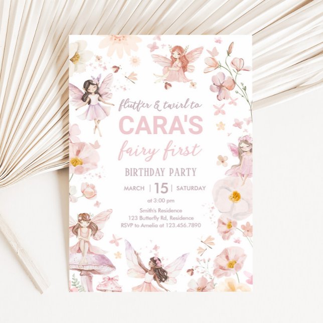 Fairy Enchanted Garden Birthday Party Invitation (Enchanted Garden Fairy Birthday Party Invitation)