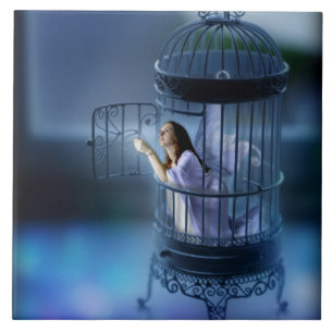 Fairy Escaping Her Gilded Cage Ceramic Tile