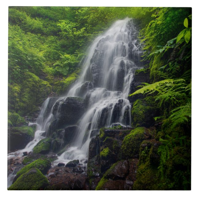Fairy Falls | Colombia River Gorge Oregon. Ceramic Tile (Front)