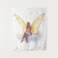 Fairy fantasy blonde girl cloud sitting magical