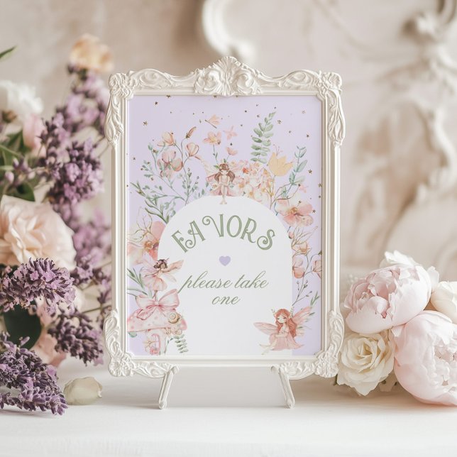 Fairy Favors Whimsical Purple 1st Birthday Poster (Creator Uploaded)