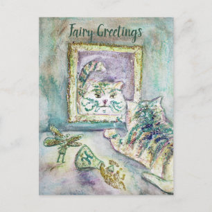Fairy Feline Greeting Custom Art Postcards
