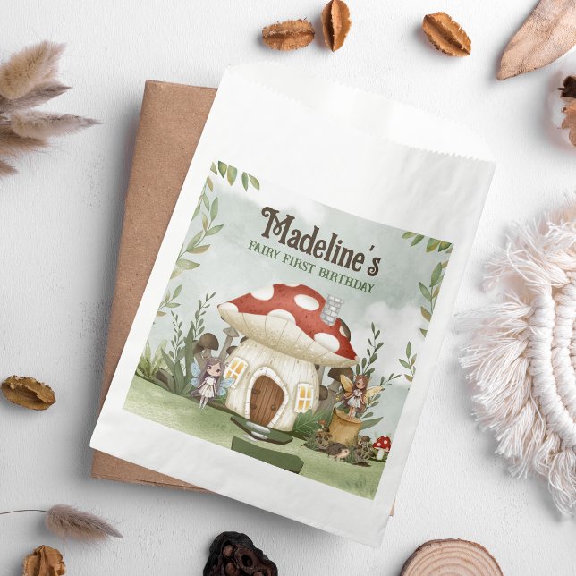 Fairy First 1st Birthday Mushroom Woodland Animals Favour Bag (Fairy First Favor Bags)