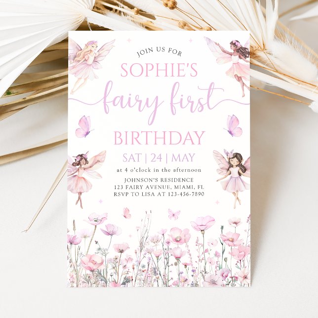 Fairy First 1st Birthday Party Invitation (Creator Uploaded)