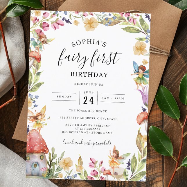 Fairy First Birthday 1st Birthday  Invitation (Creator Uploaded)