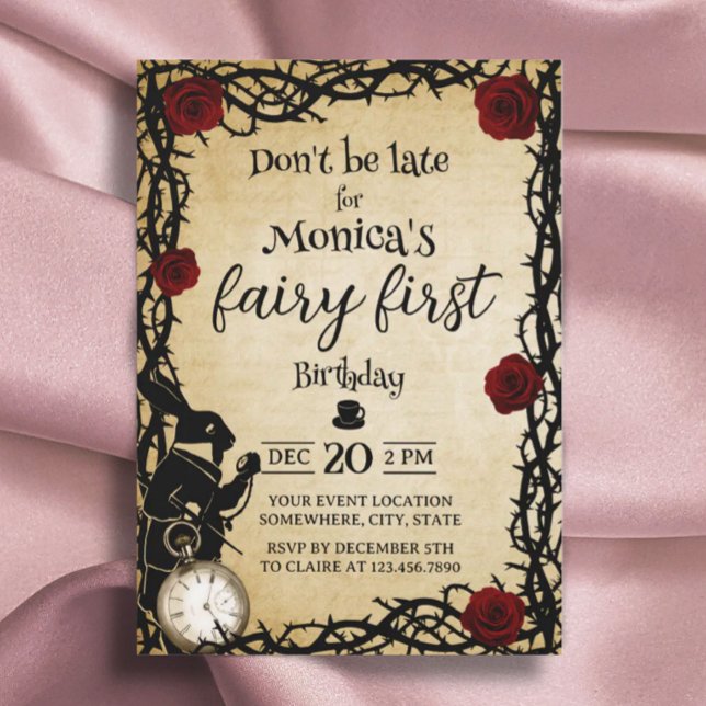 Fairy First Birthday Alice in Wonderland Invitation (Creator Uploaded)