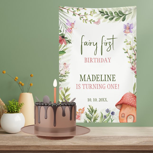Fairy First Birthday Backdrop Enchanted Forest Banner (Creator Uploaded)