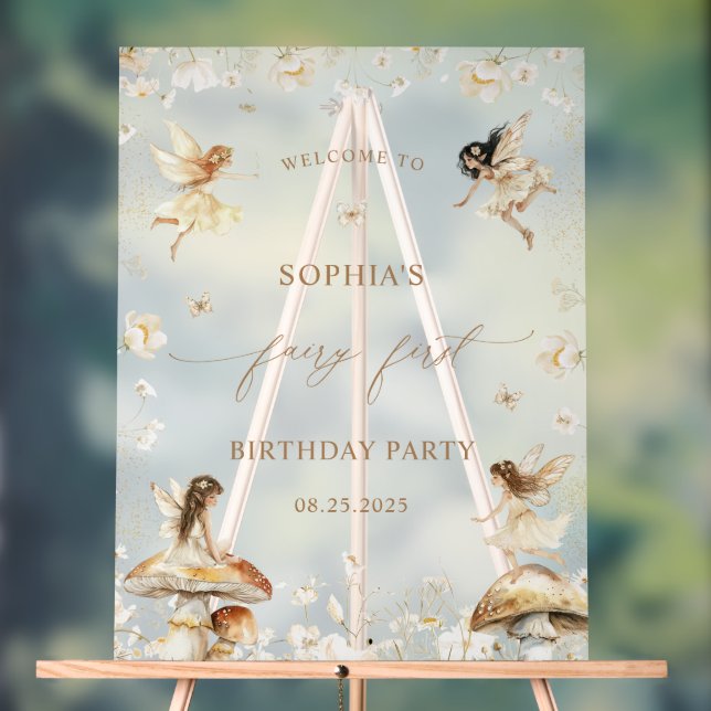 Fairy First Birthday Boho Welcome  Acrylic Sign (Neutral)