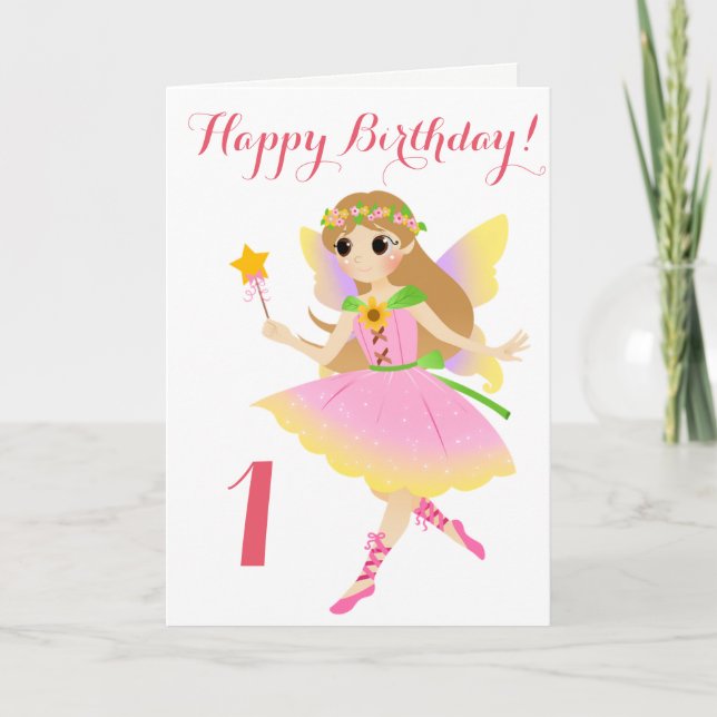 Fairy First Birthday Card (Front)