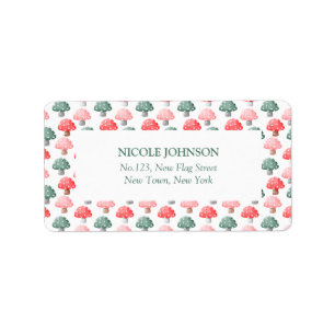 Fairy First Birthday Cute Colourful Mushroom  Label