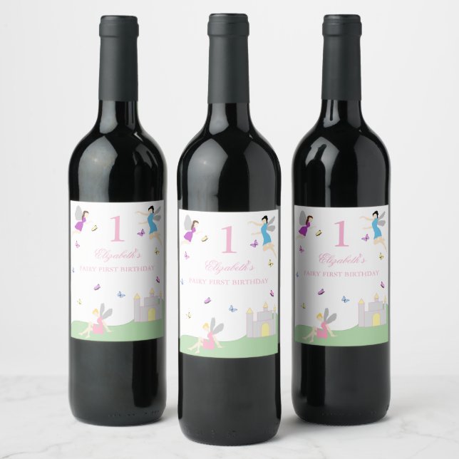 Fairy First Birthday Drink Label (Bottles)