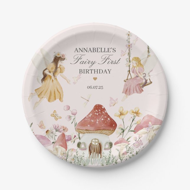 Fairy First Birthday Enchanted Dessert Tableware Paper Plate (Front)