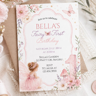 Fairy First Birthday   Enchanted Garden   Fairy Invitation
