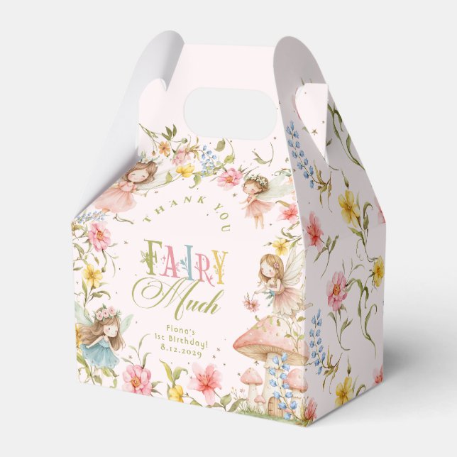 Fairy First Birthday Enchanted Garden Thank you Favour Box (Front Side)