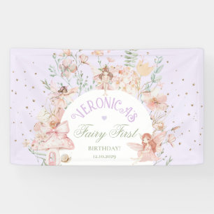Fairy First Birthday Enchanted garden Whimsical Banner