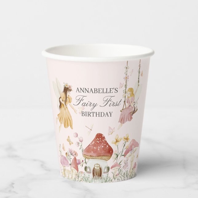 Fairy First Birthday Enchanted Tea Party Paper Cups (Front)