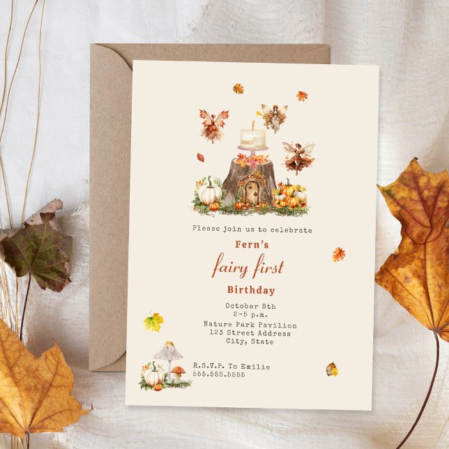 Fairy First Birthday Fall Woodland Fairy Garden Invitation (Creator Uploaded)