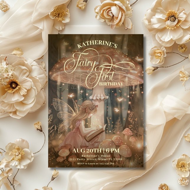 Fairy First Birthday Forest Mushroom Whimsical Invitation (Creator Uploaded)
