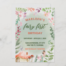 Fairy First Birthday Forest Watercolor Mushroom