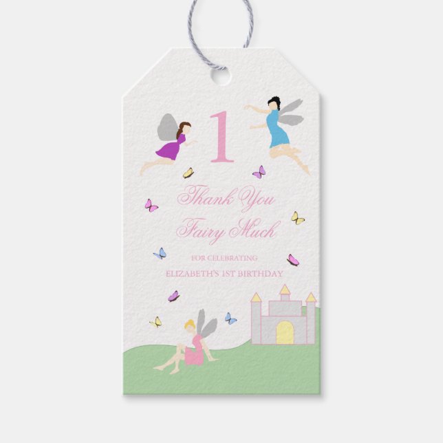 Fairy First Birthday Gift Tags (Front)