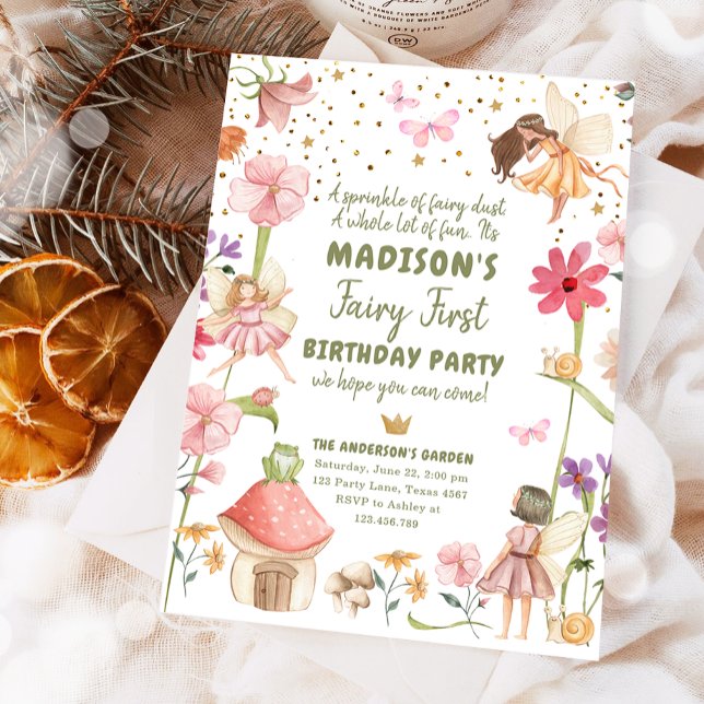 Fairy First Birthday Girl 1st Fairy Forest Magical Invitation (Creator Uploaded)