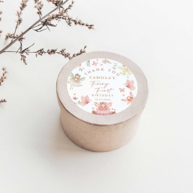 Fairy First Birthday Girl Classic Round Sticker (Creator Uploaded)