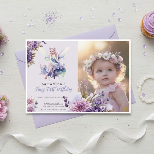 Fairy First Birthday Invitation | Dusty Purple (Creator Uploaded)