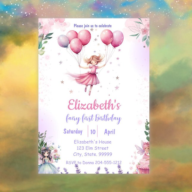 Fairy First Birthday Invitation for Girl (Creator Uploaded)