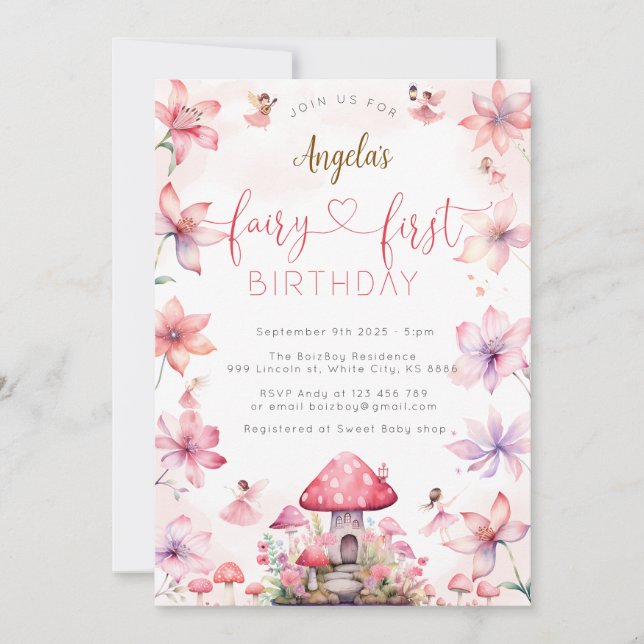 Fairy First Birthday Magical Party Invitation (Front)
