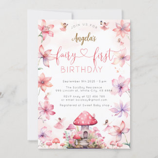 Fairy First Birthday Magical Party Invitation