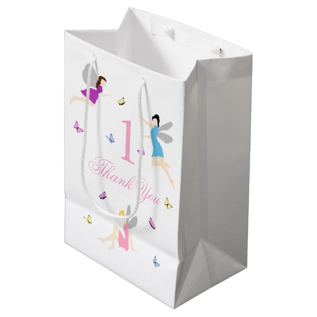 Fairy First Birthday Medium Gift Bag (Front Angled)