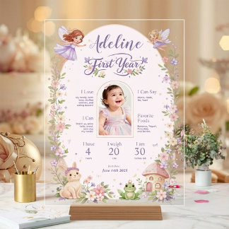 Fairy First Birthday Milestone Acrylic Welcome Sign