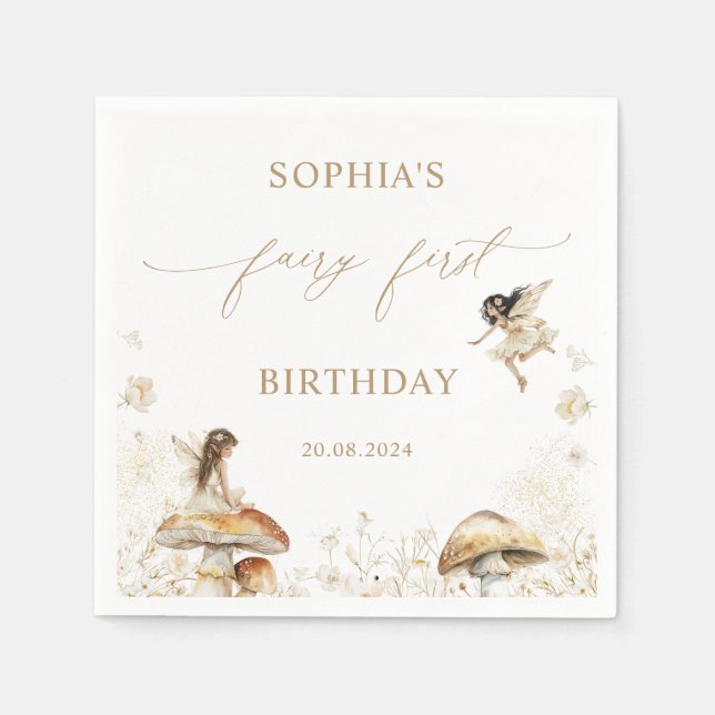 Fairy First Birthday Napkin (Front)