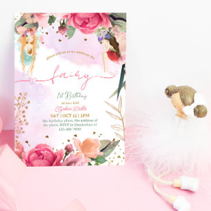 Fairy First Birthday Party Baby Girl Invitation
