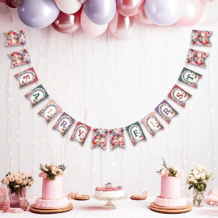 Fairy First Birthday Party Decor Bunting Banner
