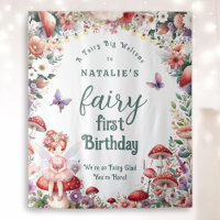 Fairy First Birthday Party Garden Welcome Backdrop