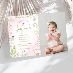 Fairy First Birthday Photo Thank You Card