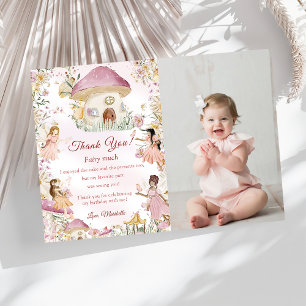 Fairy First Birthday Photo Thank You Card
