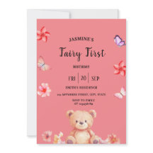 Fairy First  Birthday pink party Invitation