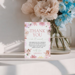 Fairy First Birthday Thank You Card