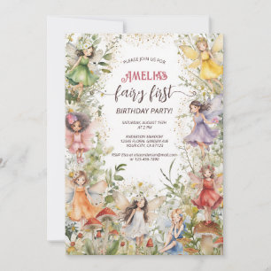 Fairy First Birthday Watercolor Garden Invitation