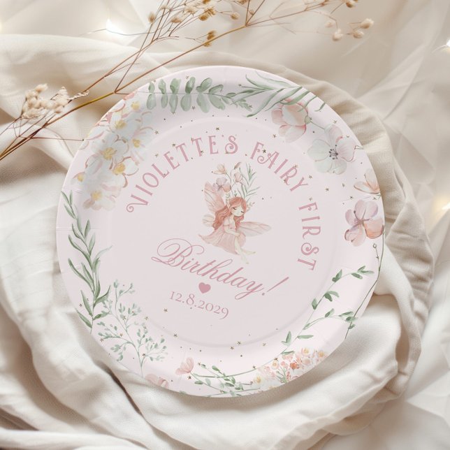 Fairy First Birthday Whimsical Enchanted Garden Paper Plate (Creator Uploaded)