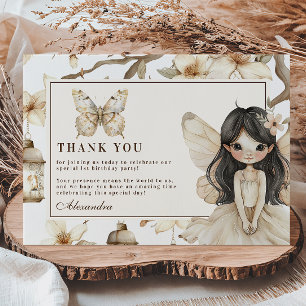 Fairy First Birthday Woodland Floral Thank You Card