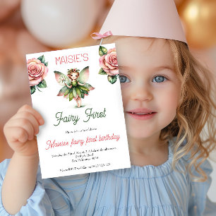Fairy First Cute Watercolor 1st Birthday  Invitation