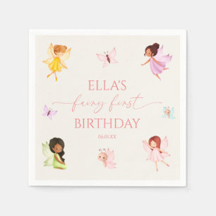 Fairy First Enchanted Fairies 1st Birthday Party Napkin